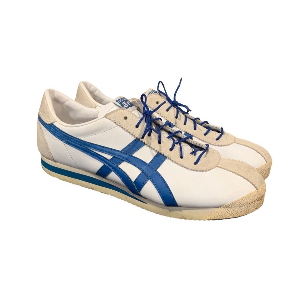 Onitsuka Tigers Mens Tiger Corsair Blue White Size 10 US D7J4L Leather Sporty
